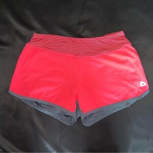 RBX Women's Hot Pink Athletic Shorts with Gray Liner and Striped Waistband W28 S